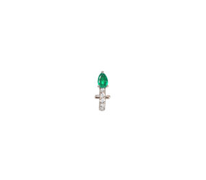 Boucle d'oreille Iris Hope Spring Or blanc tourmaline verte et diamants