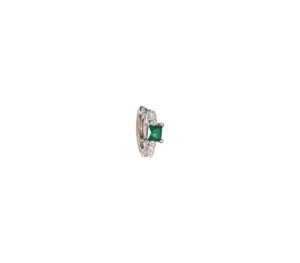 Boucle d'oreille créole Just Joy Spring en or blanc 18 carats tourmaline verte et diamants