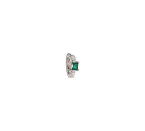 Boucle d'oreille créole Just Joy Spring en or blanc 18 carats tourmaline verte et diamants