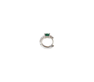 Boucle d'oreille créole Just Joy Spring en or blanc 18 carats tourmaline verte et diamants