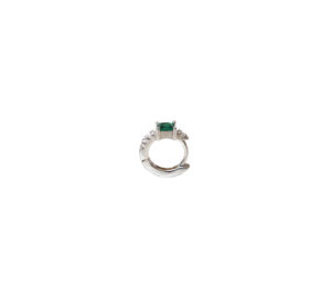 Boucle d'oreille créole Just Joy Spring en or blanc 18 carats tourmaline verte et diamants