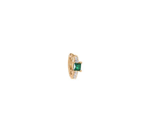 Boucle d'oreille créole Just Joy Spring en or jaune 18 carats tourmaline verte et diamants