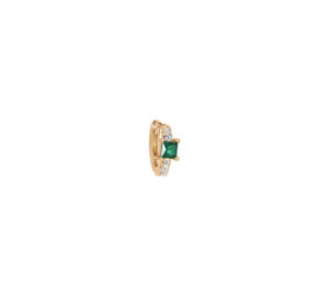 Boucle d'oreille créole Just Joy Spring en or jaune 18 carats tourmaline verte et diamants