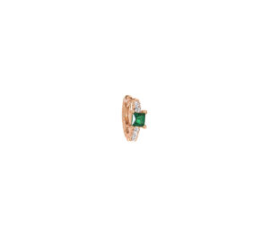 Boucle d'oreille créole Just Joy Spring en or rose 18 carats tourmaline verte et diamants