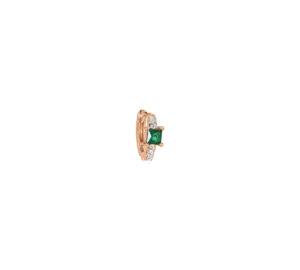 Boucle d'oreille créole Just Joy Spring en or rose 18 carats tourmaline verte et diamants