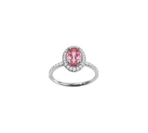 Bague Mila Pink Tourmaline rose et diamants en or blanc