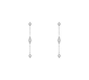 Boucle d'oreille babylone three en or blanc