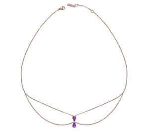 Chocker Just Joy Duo Purple en or rose 18 carats et améthystes