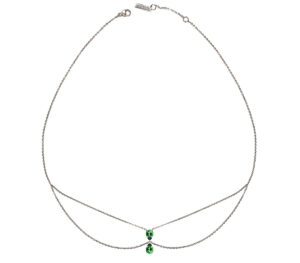 Chocker Just Joy Duo Spring en or blanc 18 carats et tourmalines vertes