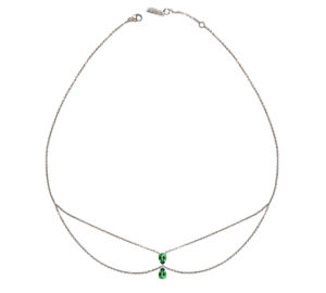 Chocker Just Joy Duo Spring en or blanc 18 carats et tourmalines vertes