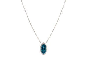 Collier Mila Marquise Blue Or blanc 18 carats topaze et diamants