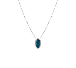 Collier Mila Marquise Blue Or blanc 18 carats topaze et diamants