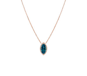 Collier Mila Marquise Blue Or rose 18 carats topaze et diamants