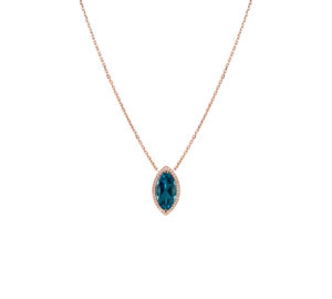 Collier Mila Marquise Blue Or rose 18 carats topaze et diamants