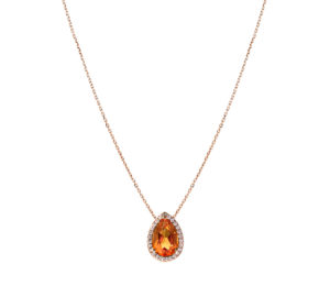 Collier Mila Poire 5 carats Citrine or rose et diamants