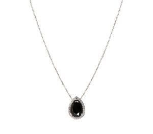 Collier Mila Poire 5 carats Spinelle noire or blanc et diamants