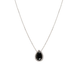 Collier Mila Poire 5 carats Spinelle noire or blanc et diamants