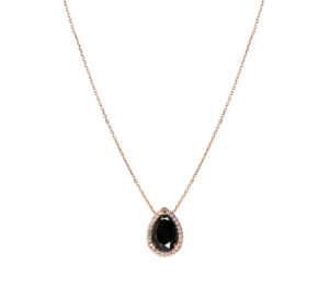 Collier Mila Poire 5 carats Spinelle noire or rose et diamants