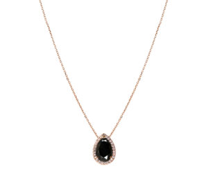 Collier Mila Poire 5 carats Spinelle noire or rose et diamants