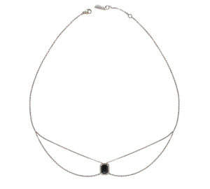 Collier chocker émeraude Mila en or blanc 18 carats et spinelle noire