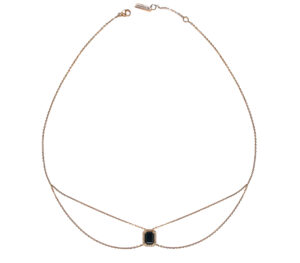 Collier chocker émeraude Mila en or rose 18 carats et spinelle noire