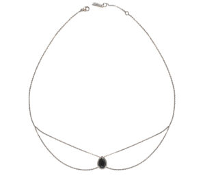 Collier chocker poire Mila en or blanc 18 carats et spinelle noire