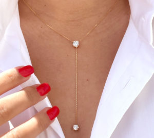 Collier sautoir Bella en or 18 carats et diamants taille brillant