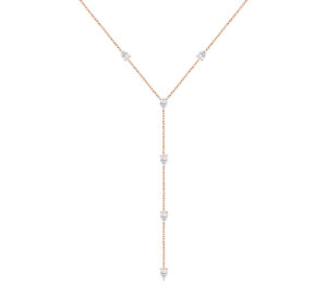 Collier sautoir Just Joy en or rose 18 carats et diamants taille poire