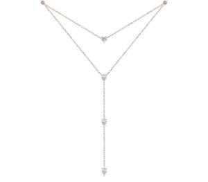 Collier sautoir Just Joy Heart en or blanc 18 carats et diamants taille coeur, poire et brillant