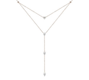 Collier sautoir Just Joy Heart en or blanc 18 carats et diamants taille coeur, poire et brillant