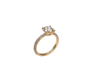 Solitaire Antik Eden taille brillant en or jaune 18 carats et diamants