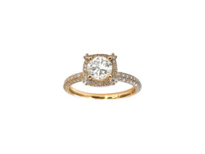 Solitaire Antik Eden taille brillant en or jaune 18 carats et diamants