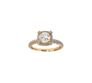 Solitaire Antik Eden taille brillant en or jaune 18 carats et diamants