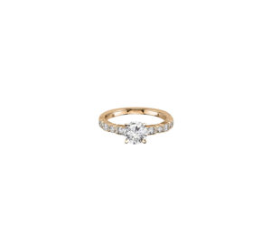 Solitaire Dionisa taille brillant en or jaune 18 carats et diamants