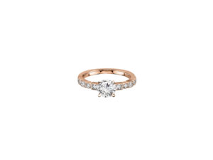 Solitaire Dionisa taille brillant en or rose 18 carats et diamants