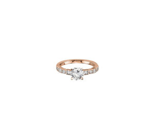 Solitaire Dionisa taille brillant en or rose 18 carats et diamants