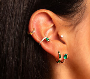 earcuff just joy spring en or rose porté