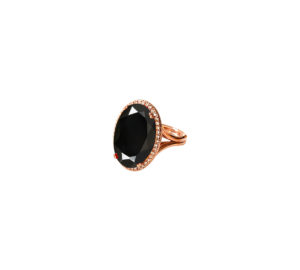 Bague Mila Joy Ovale Spinelle noire en or rose 18 carats et diamants