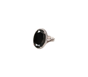 Bague Mila Joy Ovale Spinelle noire en or blanc 18 carats et diamants