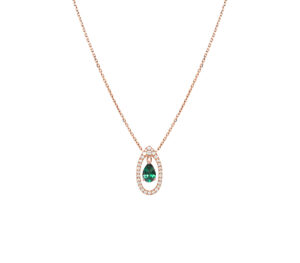 Collier Mila Only Spring tourmaline verte et diamants en Or rose