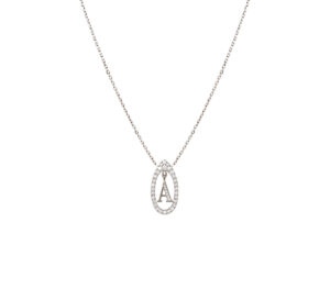 Collier Mila Initials Diamond or blanc 18 carats et diamants avec lettre alphabet