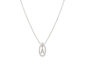 Collier Mila Initials Diamond or blanc 18 carats et diamants avec lettre alphabet