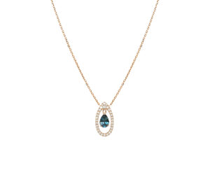 Collier Mila Only Blue topaze et diamants en Or jaune