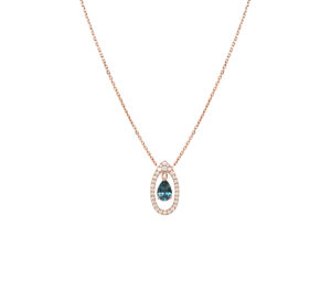 Collier Mila Only Blue topaze et diamants en Or rose