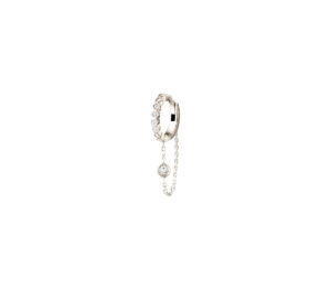 Boucle d'oreille créole Versailles or blanc chaine et diamants