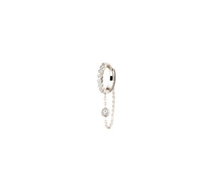 Boucle d'oreille créole Versailles or blanc chaine et diamants