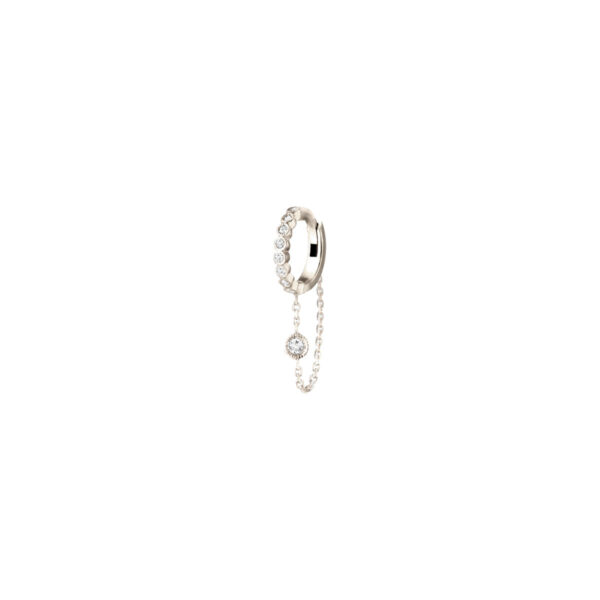 Boucle d'oreille créole Versailles or blanc chaine et diamants