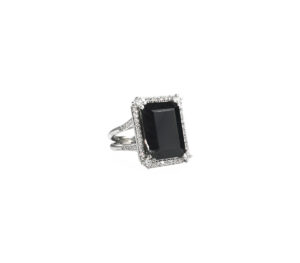 Bague Mila Square GM Spinelle noire diamants et or blanc