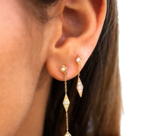 Boucles d'oreille babylone portées