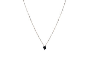 Collier Stone en or blanc et spinelle noire taille poire